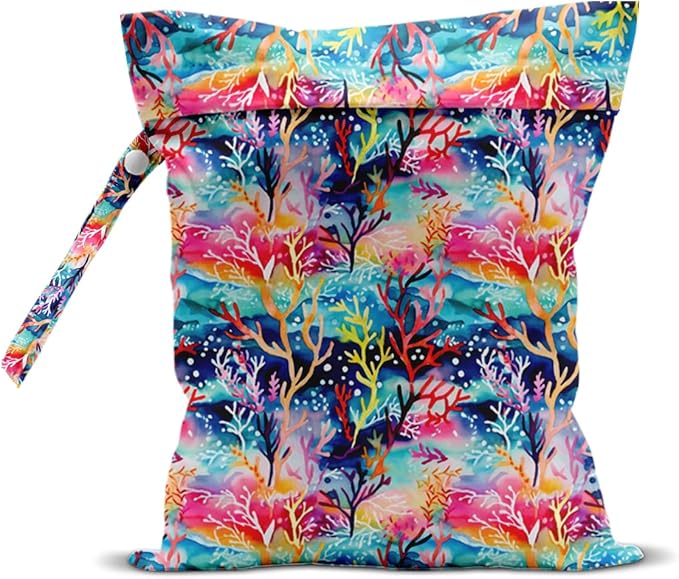 Wet Bag for Swimsuit, Beach Travel Essentials Wet Dry Bag, for Sunscreen Toiletry Dirty Clothes Yoga Gym Diaper, Friends Summer Beach Vacation Gifts. Colorful coral