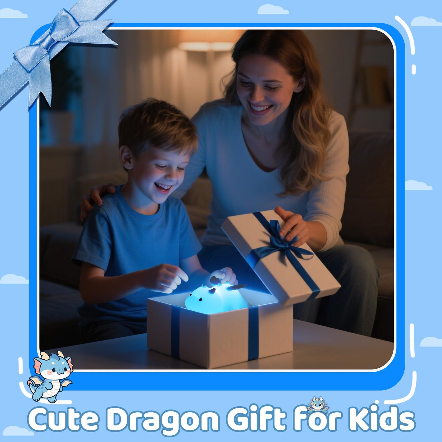 nite Dragon Night Light  Cute Dragon Lamp With 8 Color Lights  Soft Silicone Kids Nursery Nightlight Led Touch Light  Kids Bedroom Decor As Xmas Birthday Gifts
