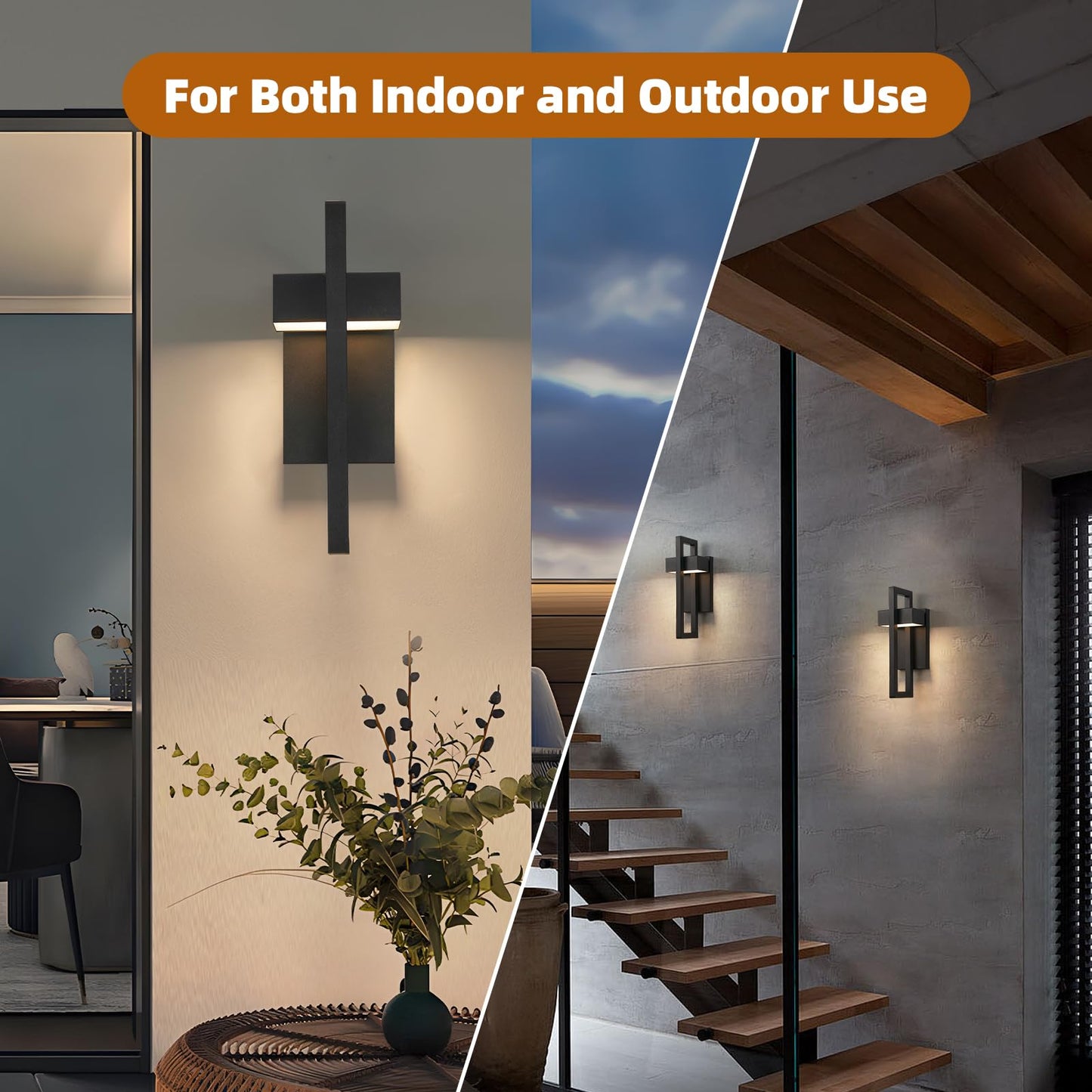 Tewei Led Outdoor Wall Sconce Modern Exterior Lighting Fixtures  Matte Black Outdoor Front Porch Lights Led Outside Wall Mount Lights For House  Hallway  Warm White 3000K  1 Pack