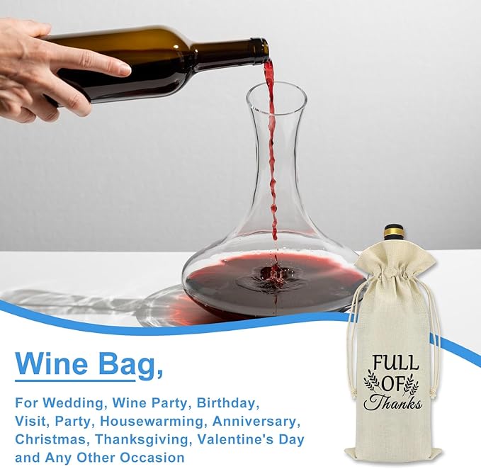 Thank You Gifts for Her Him Thanksgiving Themed Gift Wine Bag Appreciation Gifts for Employee Teachers Christmas Birthday Gifts for Women Men Boss Leader Coach Social Worker Reusable Wine Bottle Bag