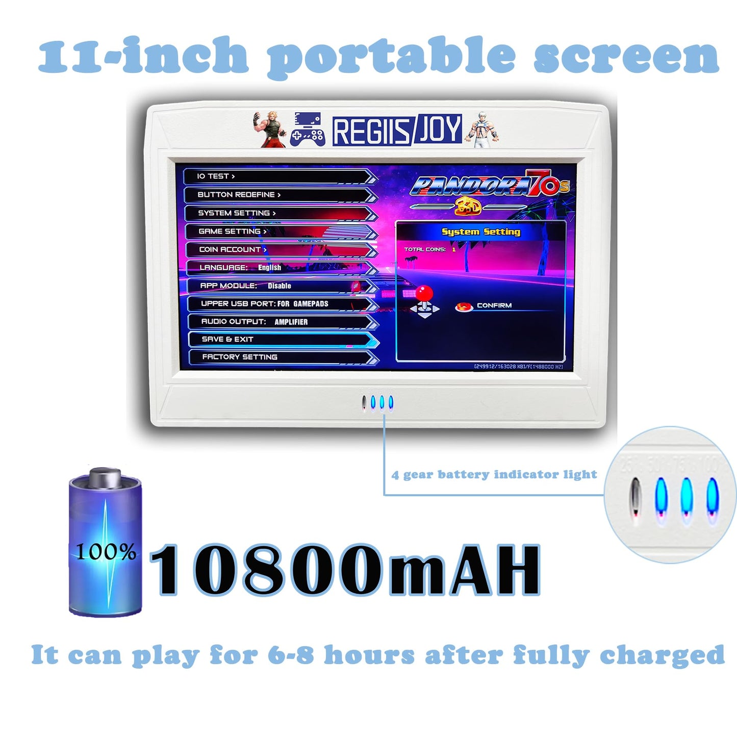 RegiisJoy 30000 in 1 Portable Arcade Game Console with HD Screen, Mini TV Pandora Box 70S Handheld 2.4GHZ Wireless Controllers Search/Hide/Save/Load/Pause Games
