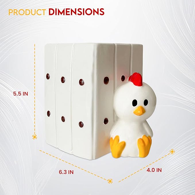 Chicken Utensil Holder | Kitchen Crock Storage | Chicken Stuff Print Accessories Decoration | Cute Chicken Gifts for Women | Gallina Pollo Animal Rooster Decor | Countertop Chick Stuff Vase