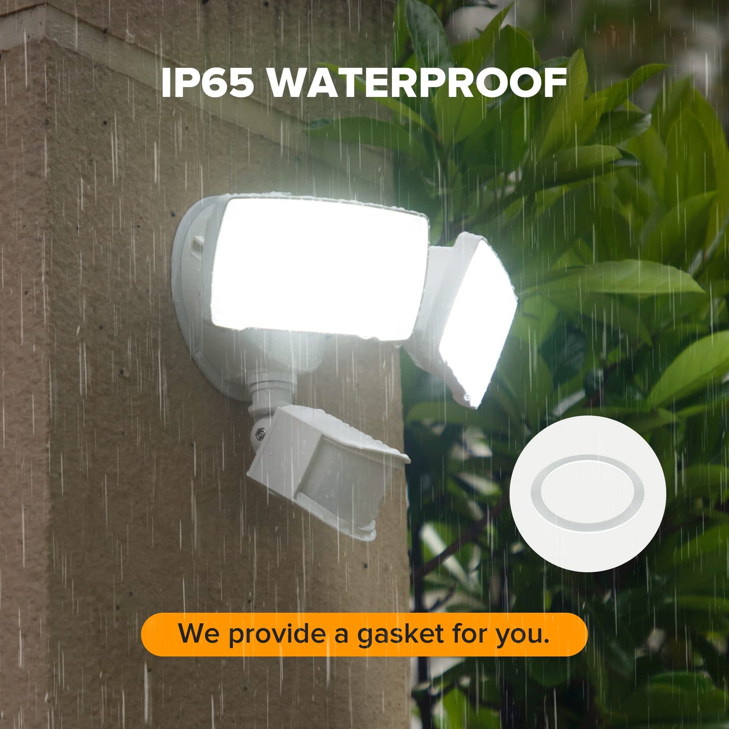 Lutec 38W Dual-Head Led Floodlight, 3500 Lumen, Motion Sensor, 5000K Daylight, White, Model 7635401053-W, Outdoor Security