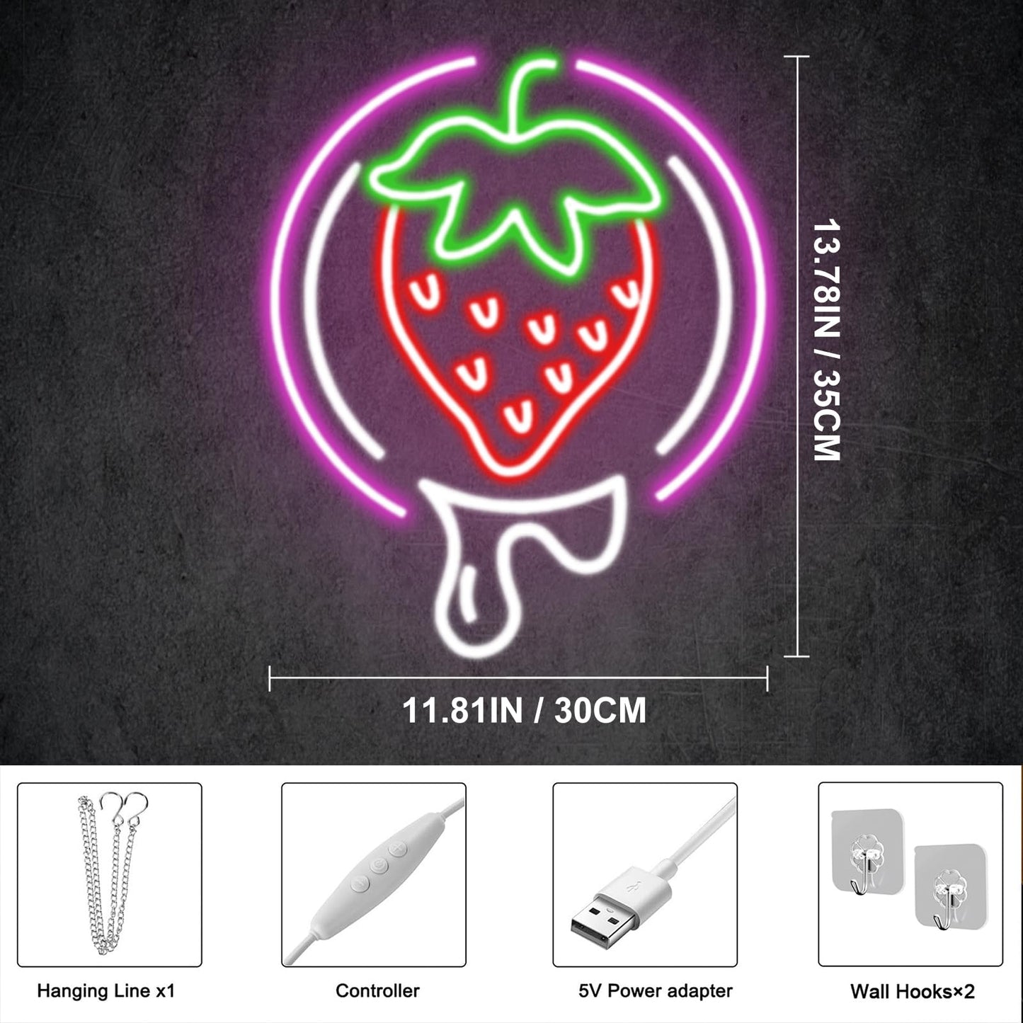 Strawberry Neon Sign Fruit Neon Light Usb Dimmable Neon Restaurant Bar Club Home Wall Decor Gift  Strawberry Lover  Drink Led Light For Wall Decor  Party  Christmas  Wedding  Kawaii Art