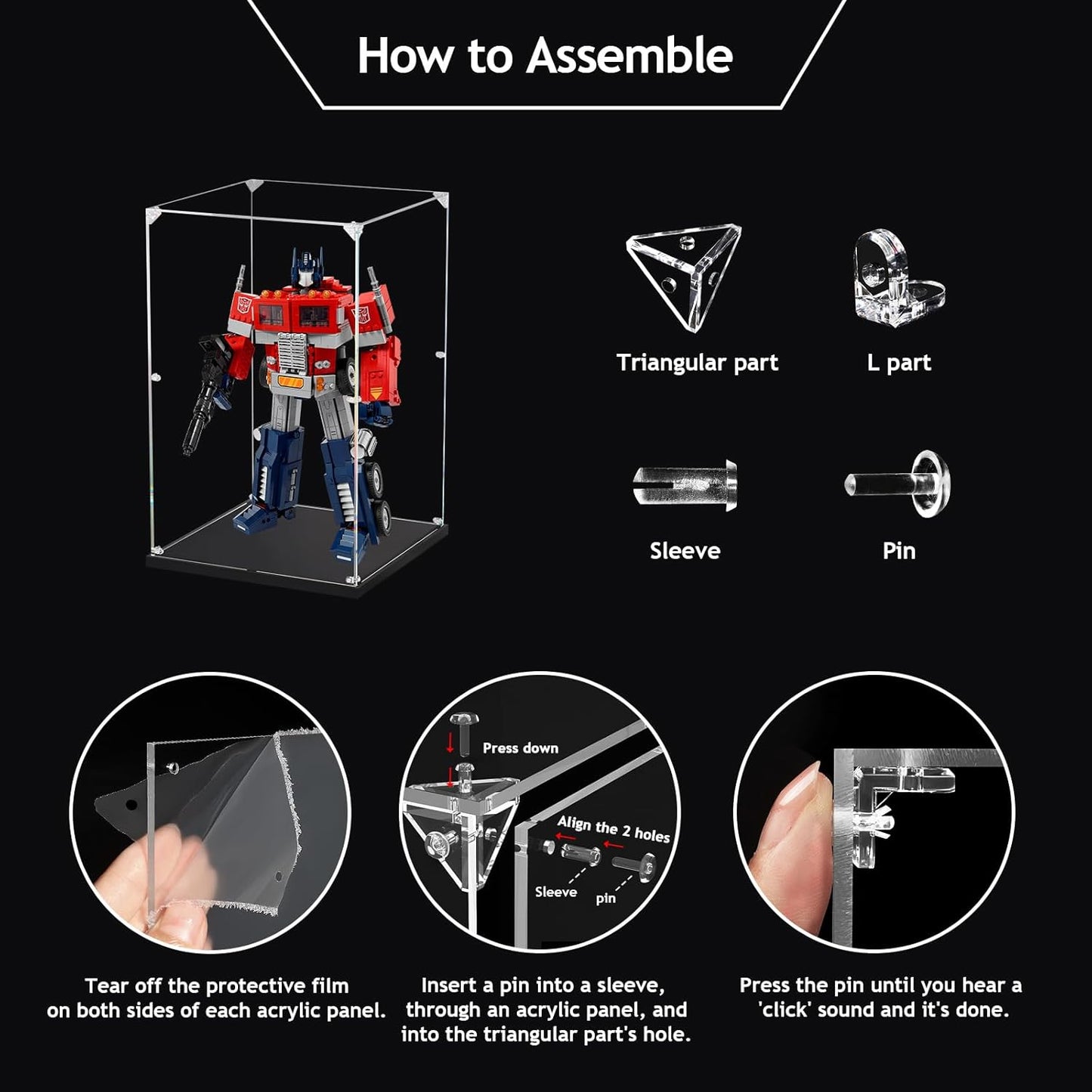 Clear Acrylic Display Case ,Self-Assemble Showcase for Collectibles, Action Figures, Dolls, Toys - Alternative Glass Box for Commemorative Gifts (7.84x7.84x15.74 inch, 20*20*40 cm)