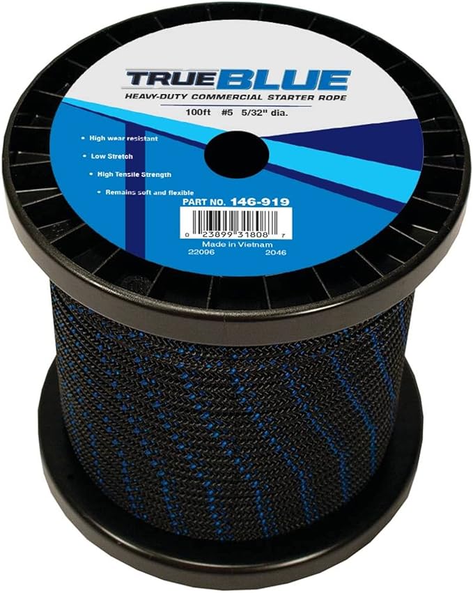 Stens 146-919 Starter Rope 5/32" Diameter, 100' Length, 5 Size - Stretch Rope for Leaf Engine and Weed Wacker, Pull Behind...