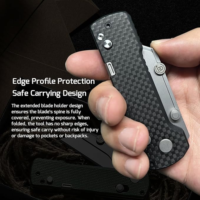 OKNIFE U1 Pro Multitool Folding Utility Knife with Folding Screwdriver, Quick Change Blade, Rail Lock & Pocket Clip for Men and Women (Carbon Fiber Overlay）
