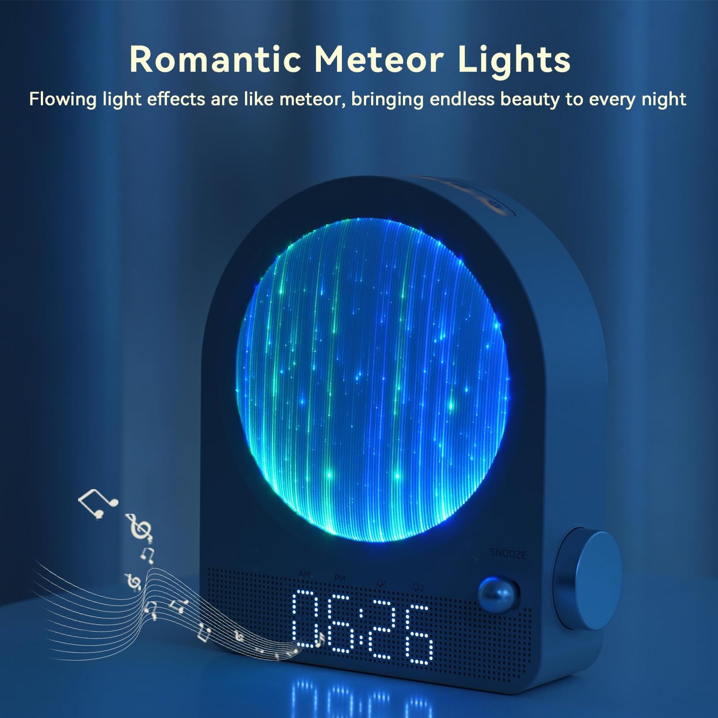 Vivilumens Sound Machine Alarm Clock, Gentle Sunrise Wake Up Light Alarm Clock for Heavy Sleepers Adults, Dimmable Night Light & RGB Meteors Lights Mode, 10 Natural Sounds, Great Gifts for Her