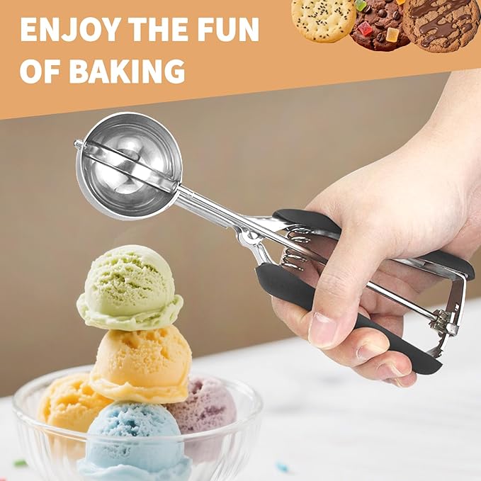 Medium Cookie Scoop 2 Tablespoon, Size #40 Cookie Dough Scoop, 18/8 Stainless Steel Ice Cream Scoop with Comfortable Grip, for Baking Cookies, Muffins, Cupcakes