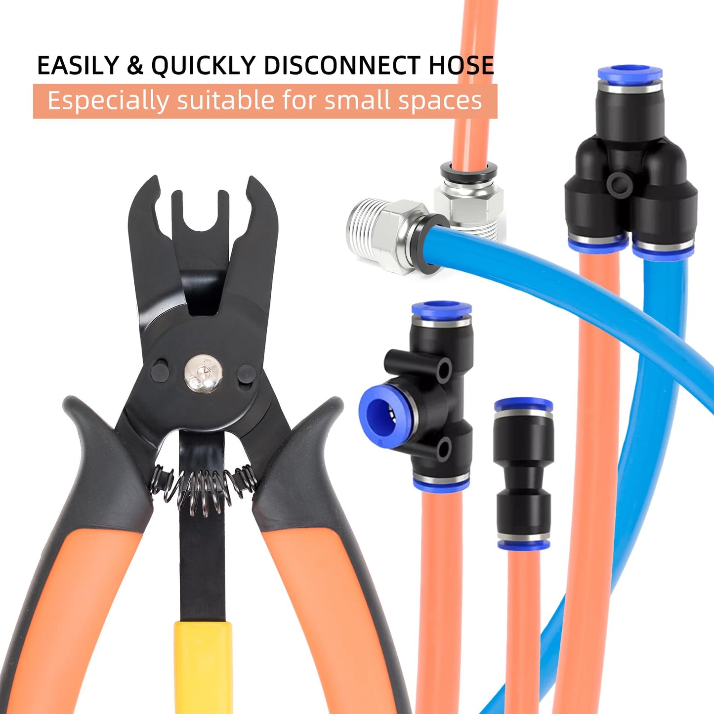 PLATATO Push to Connect Fittings Disconnect Tong Tool for Removing Push-fit Pneumatic Fittings 1/4”, 5/16” (6mm, 8mm) Quick Connect Air Hose Fittings Removal Tool