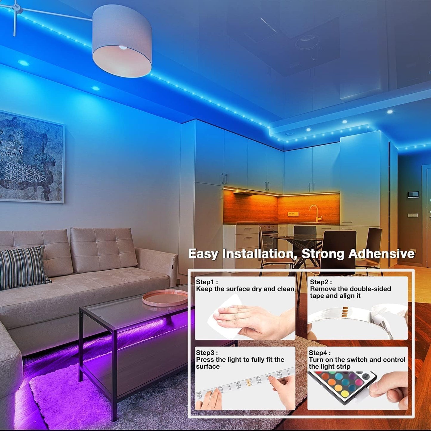dalattin Led Lights for Bedroom 400ft, Smart Led Strip Lights with App Control Remote, RGB LED Light Strips, 24V Led Strip Lights for Room and Holiday Decoration(4 Rolls of 100ft)