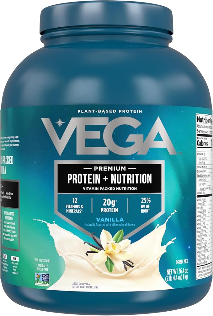 Vega Essentials Plant Based Protein Powder, Vanilla - Vegan, Superfood, Vitamins, Antioxidants, Keto, Low Carb, Dairy Free, Gluten Free, Pea Protein for Women & Men, 2.3 lbs (Packaging May Vary)