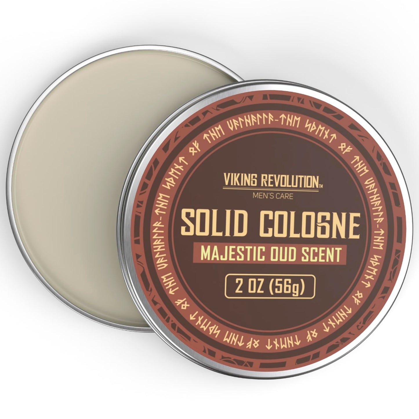 Viking Revolution Majestic Oud Solid Cologne for Men 2 Oz - Perfume Balm Travel Wax (1 Pack)