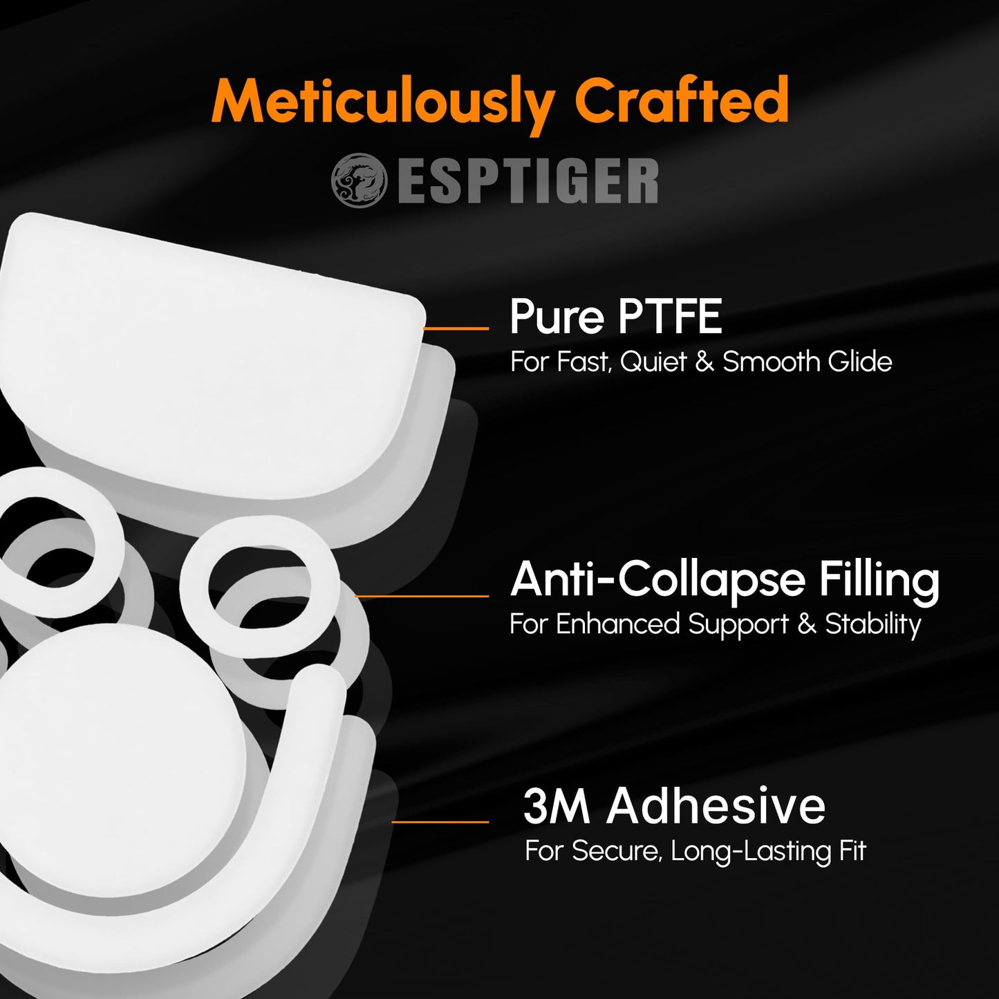ESPTIGER ICE V2 Gaming Mouse Skates for Logitech G PRO X Superlight 2 - Smooth PTFE Replacement Feet, 2.5D Curved Edges, 3M Adhesive, White