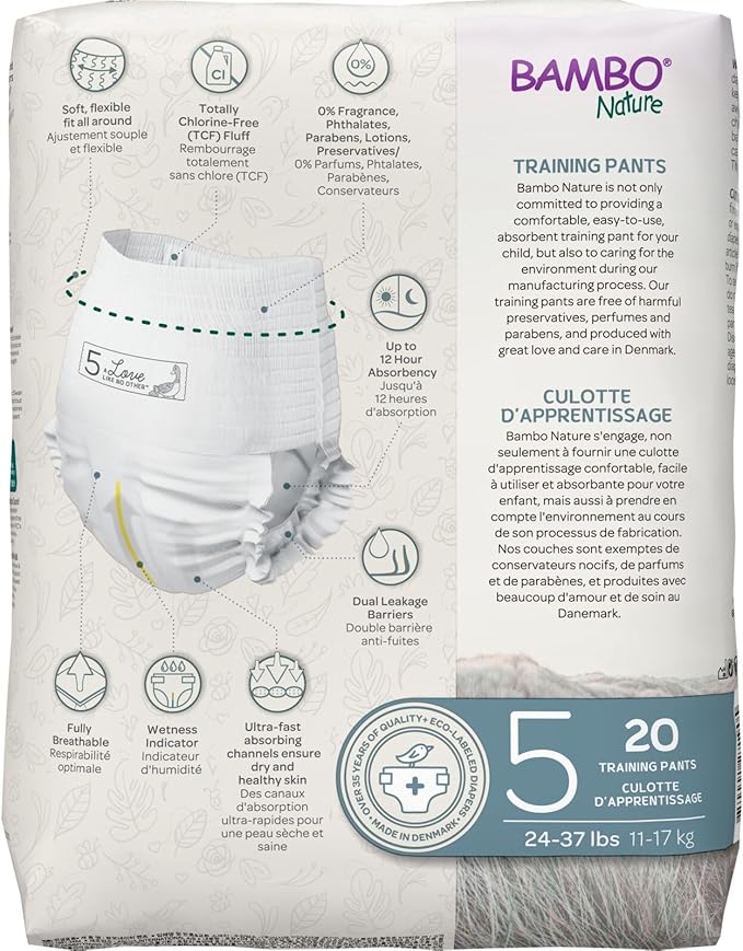 Bambo Nature Premium Training Pants (SIZES 4 TO 6 AVAILABLE), Size 5, 100 Count