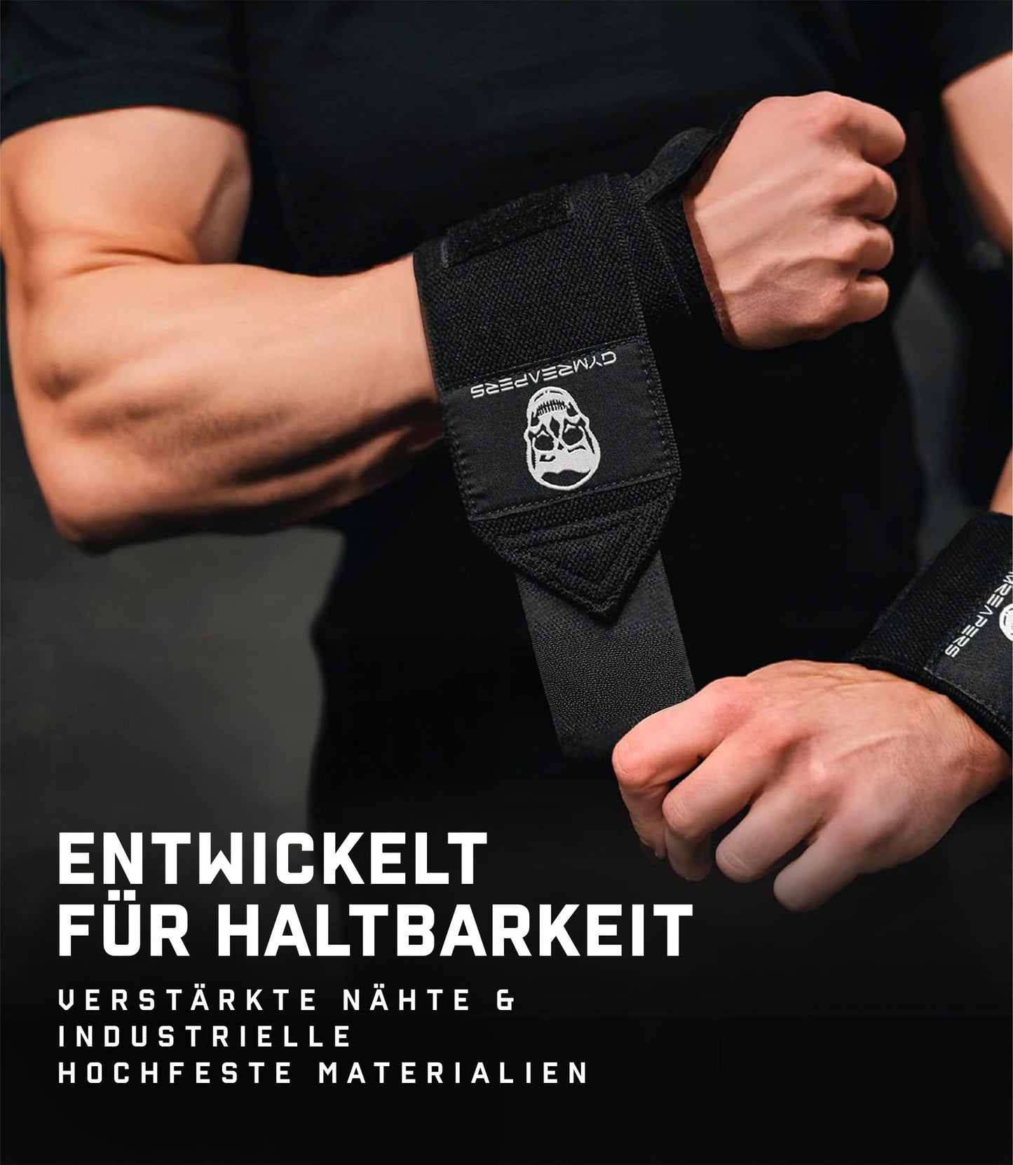 Gymreapers Weightlifting Wrist Wraps (Competition Grade) 18" Professional Quality Wrist Support with Heavy Duty Thumb Loop - Best Wrap for Powerlifting, Strength Training, Bodybuilding(Black,18")