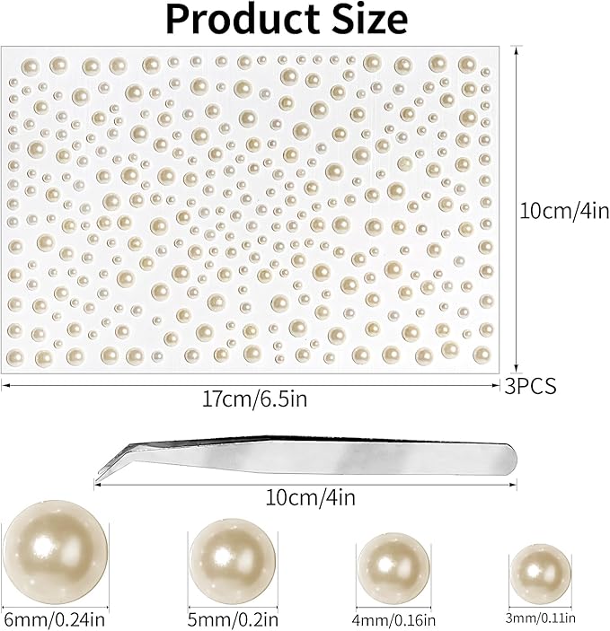 975PCS Face Gems Pearls for Makeup Rhinestone Stickers for Crafts Clear Crystal Tweezers Decals Stick on Body 3/4/5/6MM Color Hair Nails Craft DIY Gems for Nails Makeup Decor