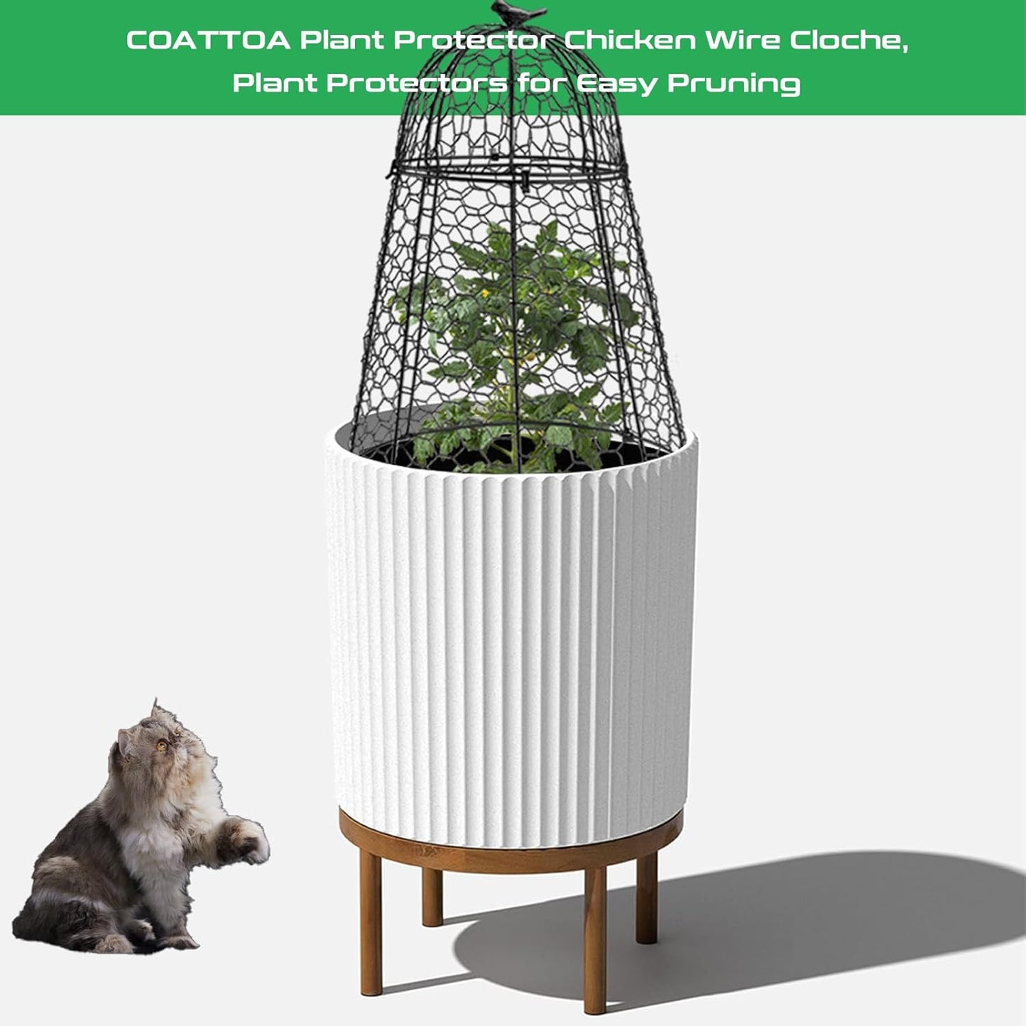 Plant Protector Chicken Wire Cloche 8 PCS, Plant Protectors from Animals, 18.7×12 Inch Large Garden Cloches for Plants, Sturdy 2-in-1 Cloche Dome for Plants, Plant Protectors for Easy Pruning