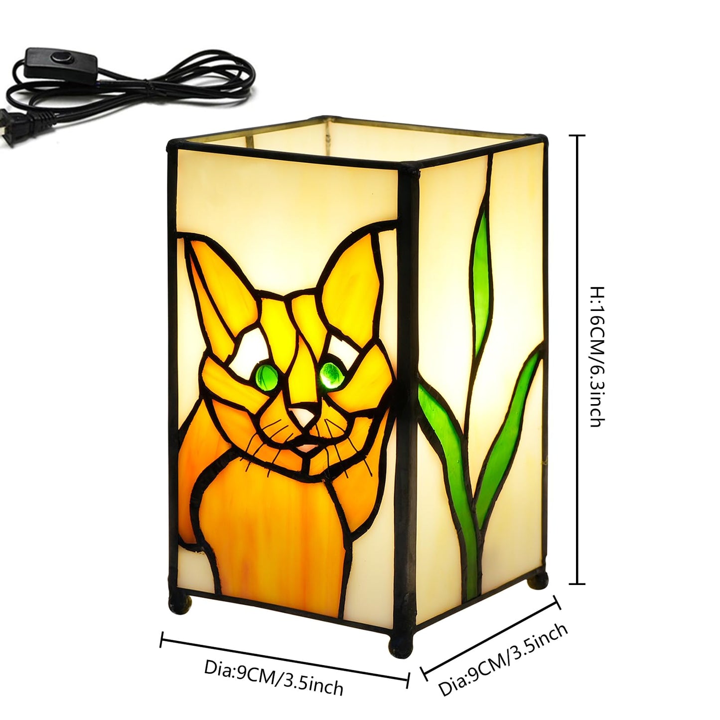 Kiphepi Tiffany Lamp Stained Glass Lamp Small Bedside Table Lamps For Living Room Home Decor Girls Women Birthday Christmas Thanksgiving Day Gift Cat
