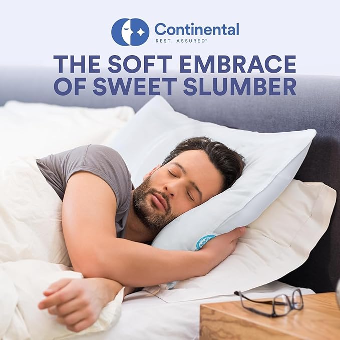 Continental Bedding Medium Queen Pack of 1 White Down Pillows 25 Ounce 550FP Hotel Down Pillows for Supporting Back Side and Stomach Sleepers