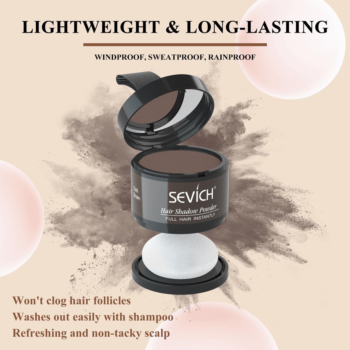 SEVICH Instantly Hairline Shadow Hairline Powder, Quick Cover Grey Hair Root Concealer, Eyebrows & Beard Line, Hair Root Touch U