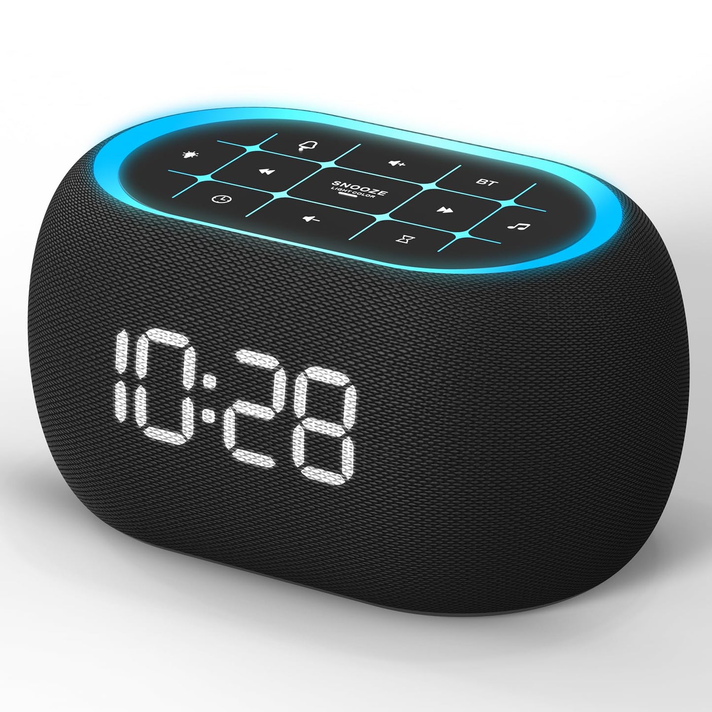 ANJANK Alarm Clock White Noise Sound Machine with Bluetooth Speaker, 21 Soothing Sounds, 7 Night Lights, 0-100% Dimmer/Sleep Timer/Volume Control, Small Design for Kids Adults Sleeping,Bedroom (Black)