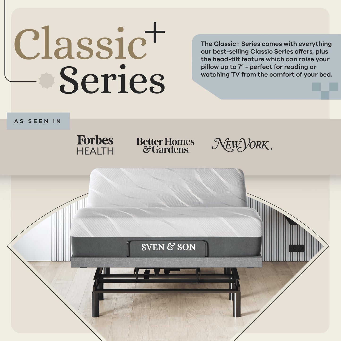 Sven & Son Harmony Adjustable Bed Base, Head and Foot Lift, Massage, Under-Bed Lights, USB, Gel Memory, Zero Gravity Smart Frame - Queen + 14 inch Hybrid Spring Matt (Medium Soft)