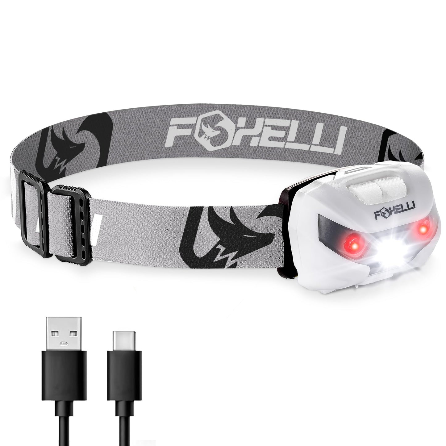 Foxelli Rechargeable Headlamp - Super Bright Led Light For Running, Camping & Hiking - Lightweight - White - Model Mx10L
