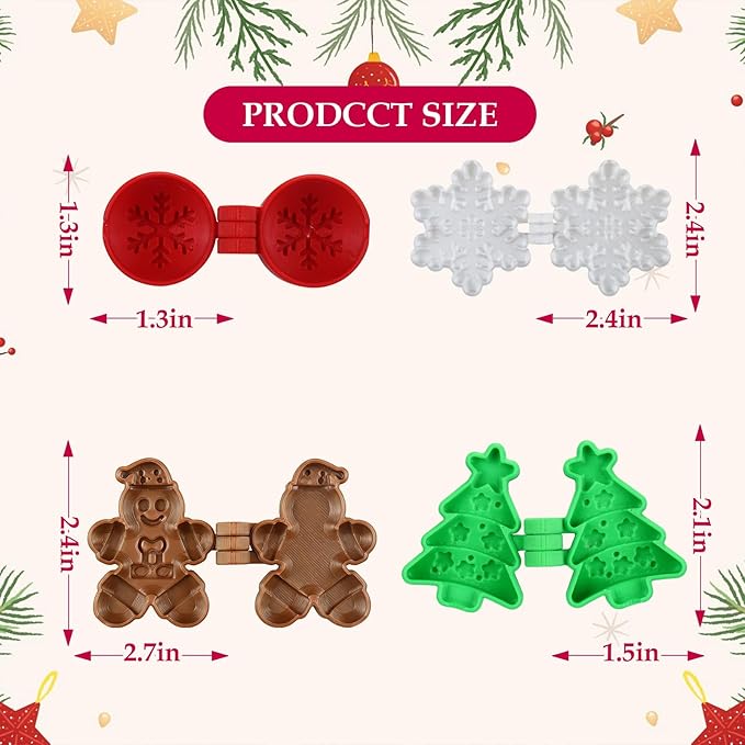 Mity Rain Christmas Cake Pop Mold Shapes Press Set, Christmas Tree & Snowball Mold, 3D Printed Cakepop Molds Cutter for Home Baking,Birthday Parties