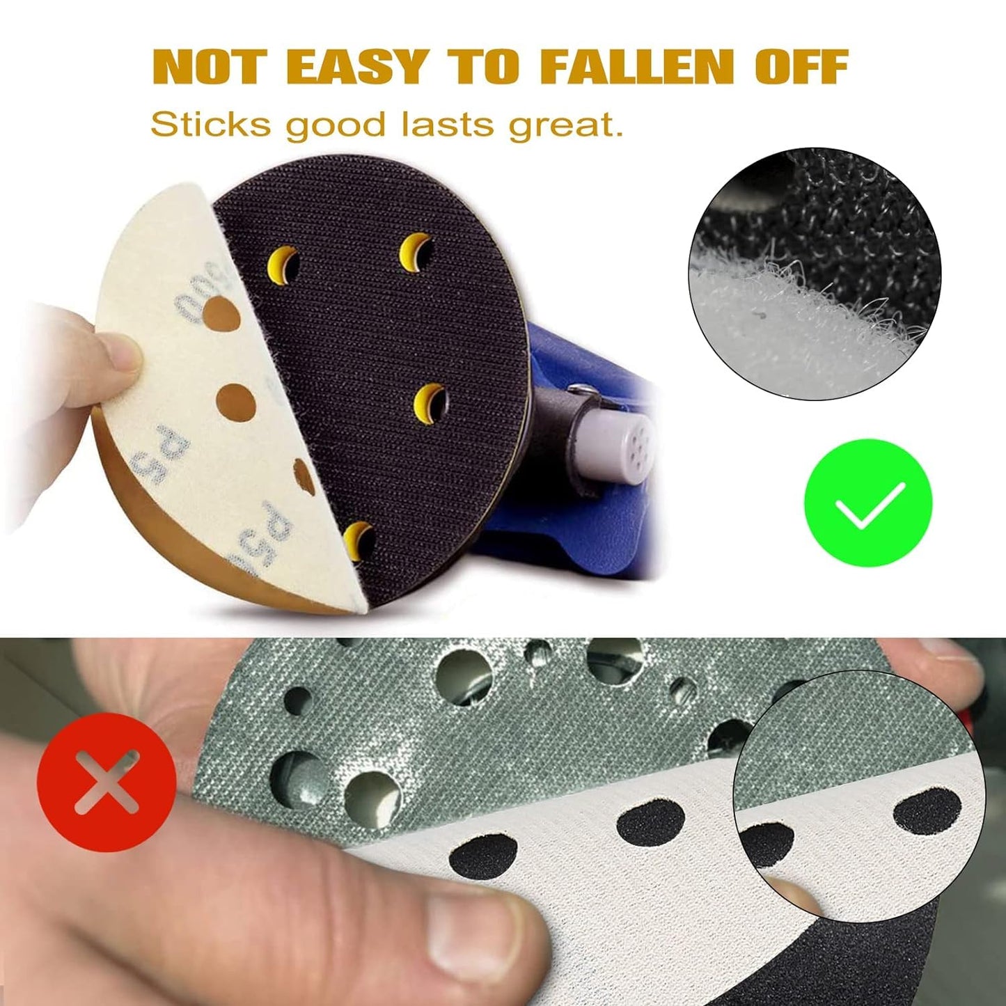 100PCS 5 Inch 8 Hole Sanding Discs 220 Grit,Gold Round Hook and Loop Sandpaper for Random Orbital Sander