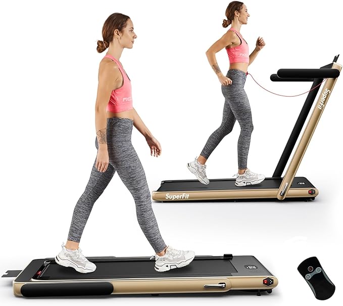 Goplus 2 in 1 Folding Treadmill, 2.25HP Superfit Under Desk Electric Treadmill, Installation-Free with Remote Control, APP...