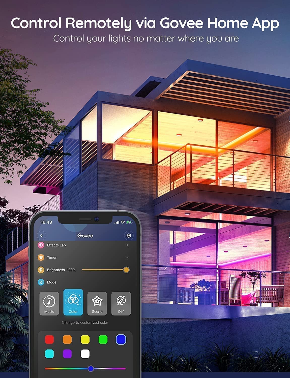 Govee Smart Led Strip Lights, 16.4Ft, Wifi, Rgb, Works With Alexa & Google Assistant, App Control, Music Sync, Model H6159