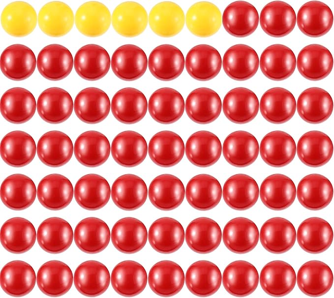 Gejoy 63 Pieces Game Replacement Marbles 3 Set Game Replacement Balls Compatible with Hungry Hippos, 57 Red and 6 Yellow B...