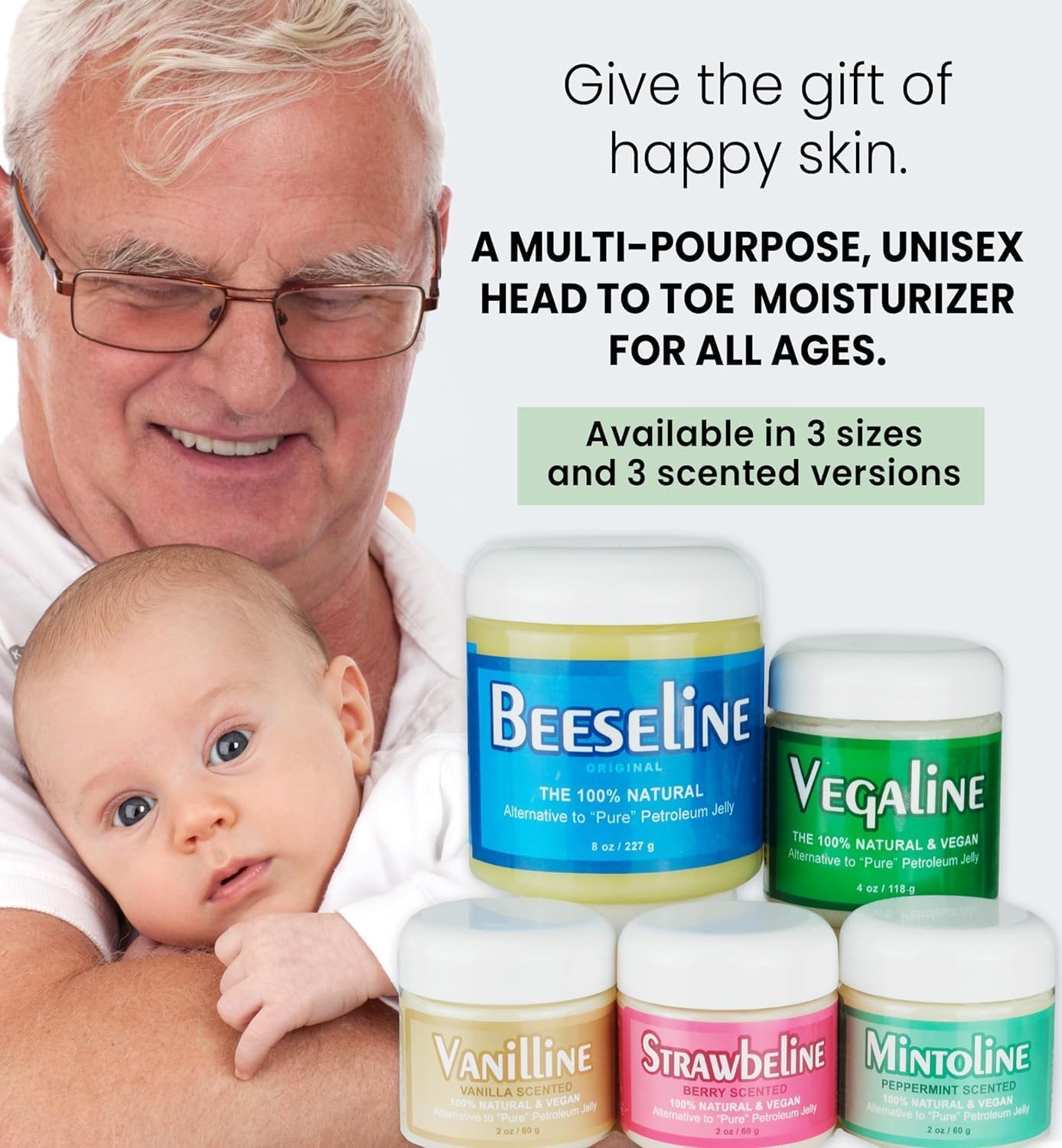Beesalene Original Unpetroleum - 100% Natural & Hypoallergenic Alternative to Petroleum Jelly - Lips, Hands, Baby, Makeup Remover and More (Glass Jar) (4 oz)
