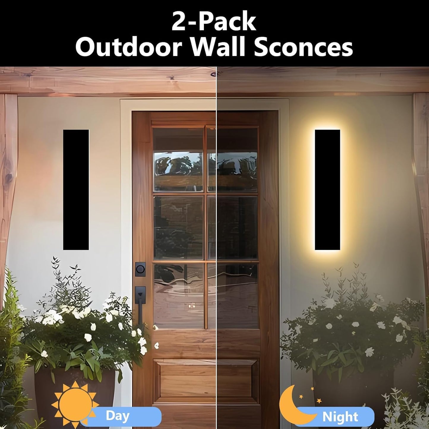 Pedforn 31In Modern Outdoor Wall Light  Ip65 Waterproof Outdoor Wall Sconce  3000K-6000K Dimmable Led Black Garage Lights  Exterior Wall Lighting  Anti-Rust Linear Long Wall Light