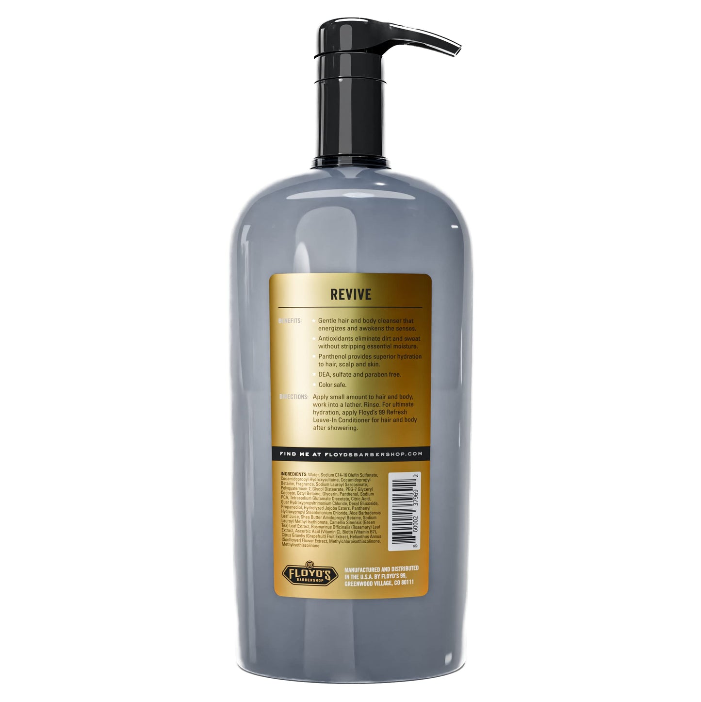 Floyd's 99 Revive 3 in 1 Men's Body Wash - Men's Shampoo, Body Wash, & Face Wash All-in One - Triple Action Formula - Moisturizi