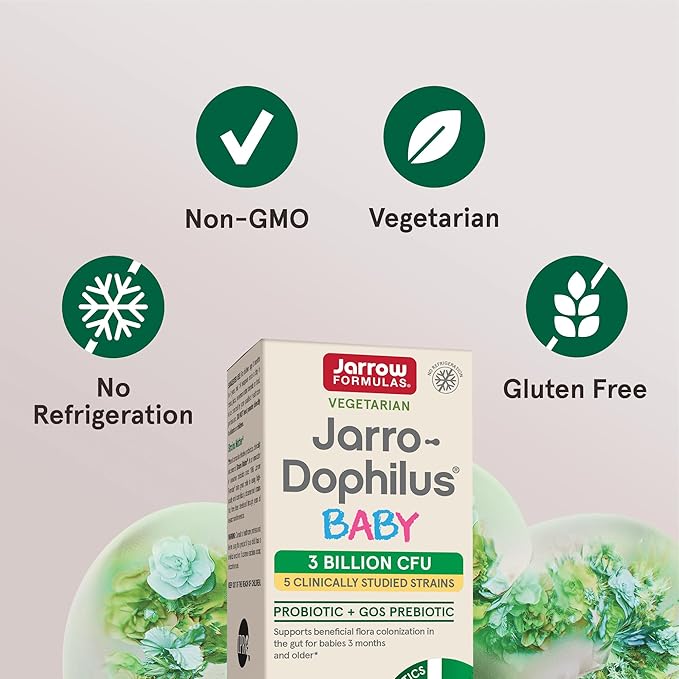 Jarrow Formulas Jarro-Dophilus Baby Probiotic + GOS Prebiotic, Dietary Supplement, Gut Support for Babies, 2.1 oz Powder, 60 Day Supply (Pack of 12)