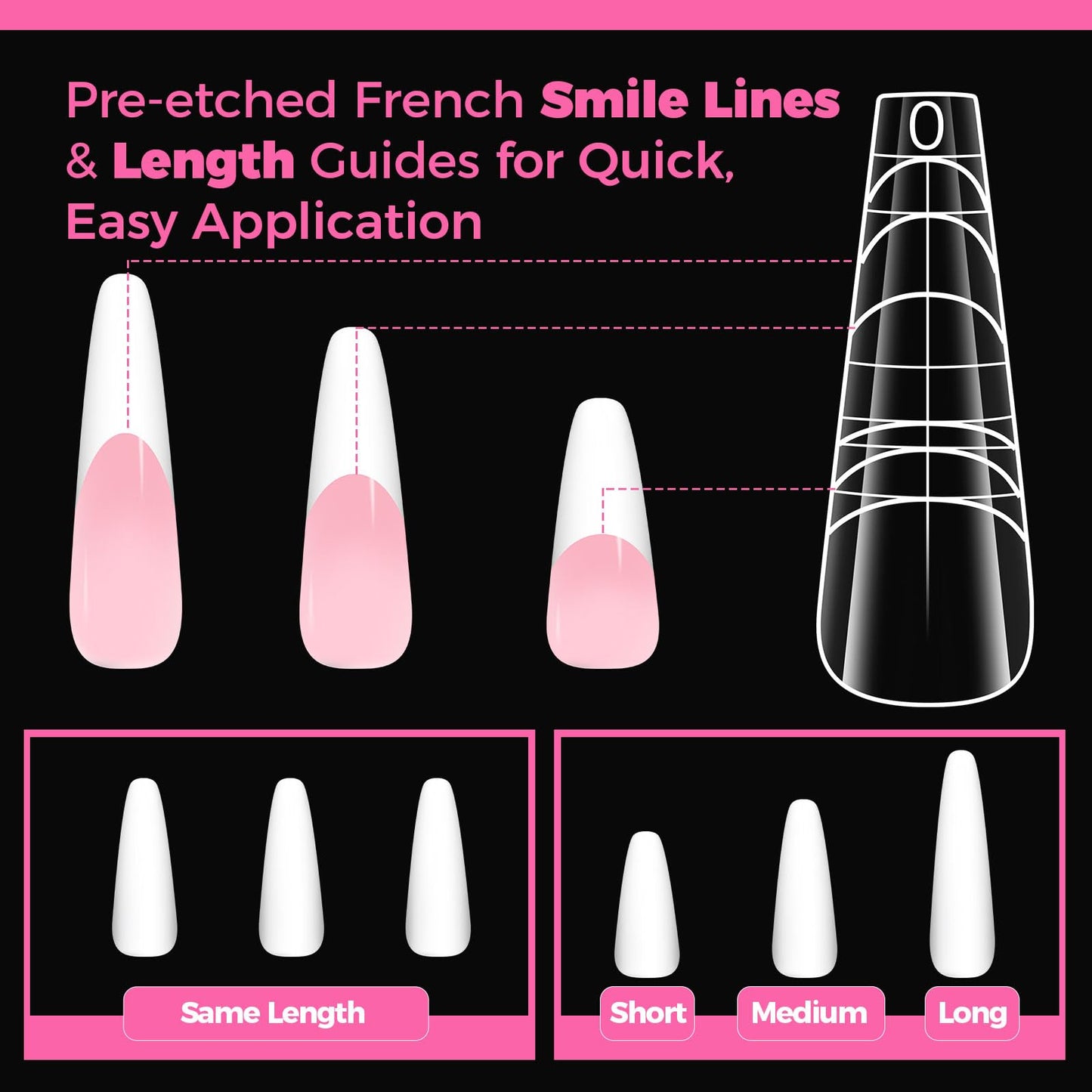 Flat Polygel Nail Forms Coffin,GlimightyX Straight Built-in Apex Dual Forms Molds Reusable,Pre-designed French Guildelines Polyg