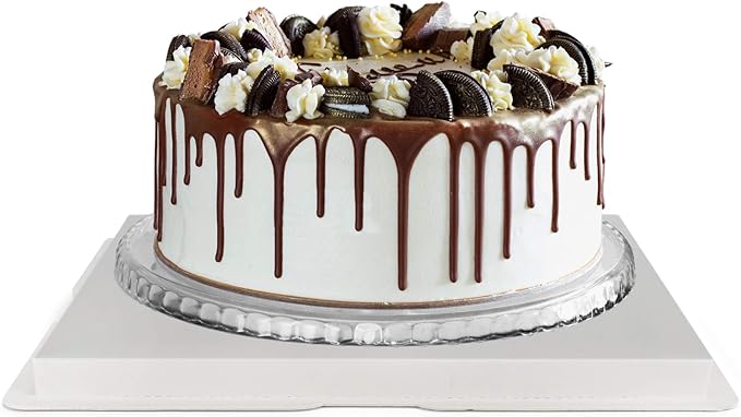 Clear Cake Box, 2-Pack Cake Carrier Container 10" X 10" X 9" with Ribbon Transparent Boxes with Lid Gift Package for Birthday Wedding Party, White