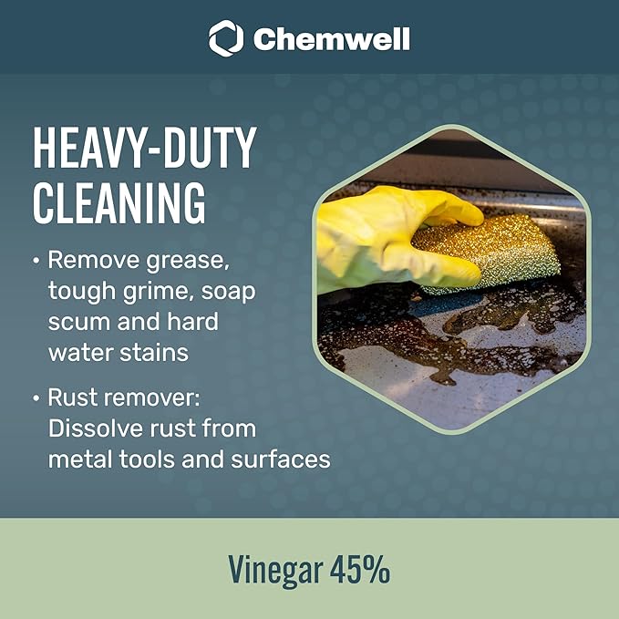 45% Vinegar 4 Gallons (4 Pack, 1 Gallon) - General Purpose All-Natural Multi-Surface Cleaner for Home, Patio & Commercial - High Performance, Powerful Concentrated Acetic Acid - Made in USA