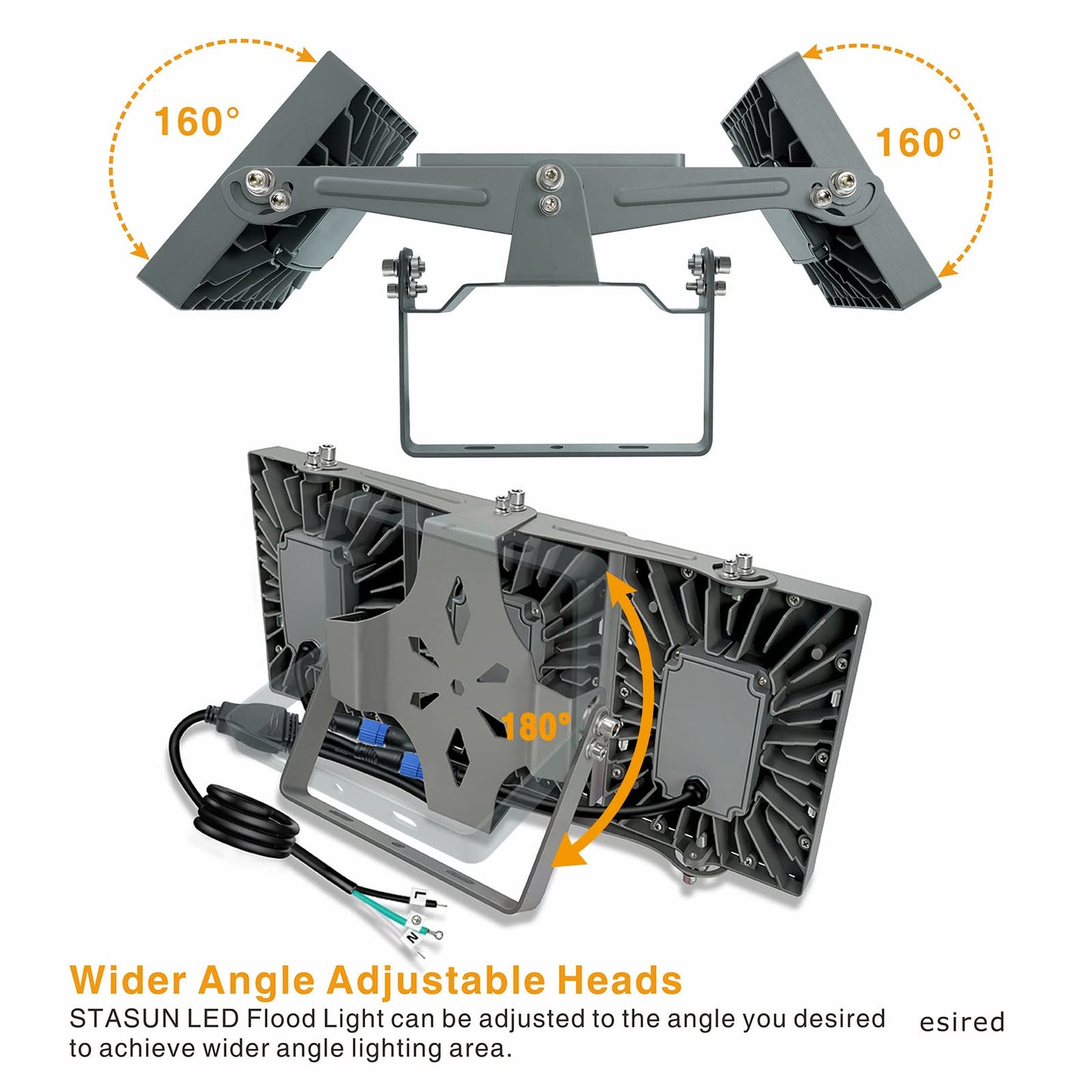 Stasun 150W 15000Lm Dimmable Led Flood Light Outdoor  Flying Series Pro - 3 Panel 330 Lighting Angle  6000K  Ip66 Exterior Floodlights For Backyard  Stadium  Arena  Court  Commercial  Parking Lot