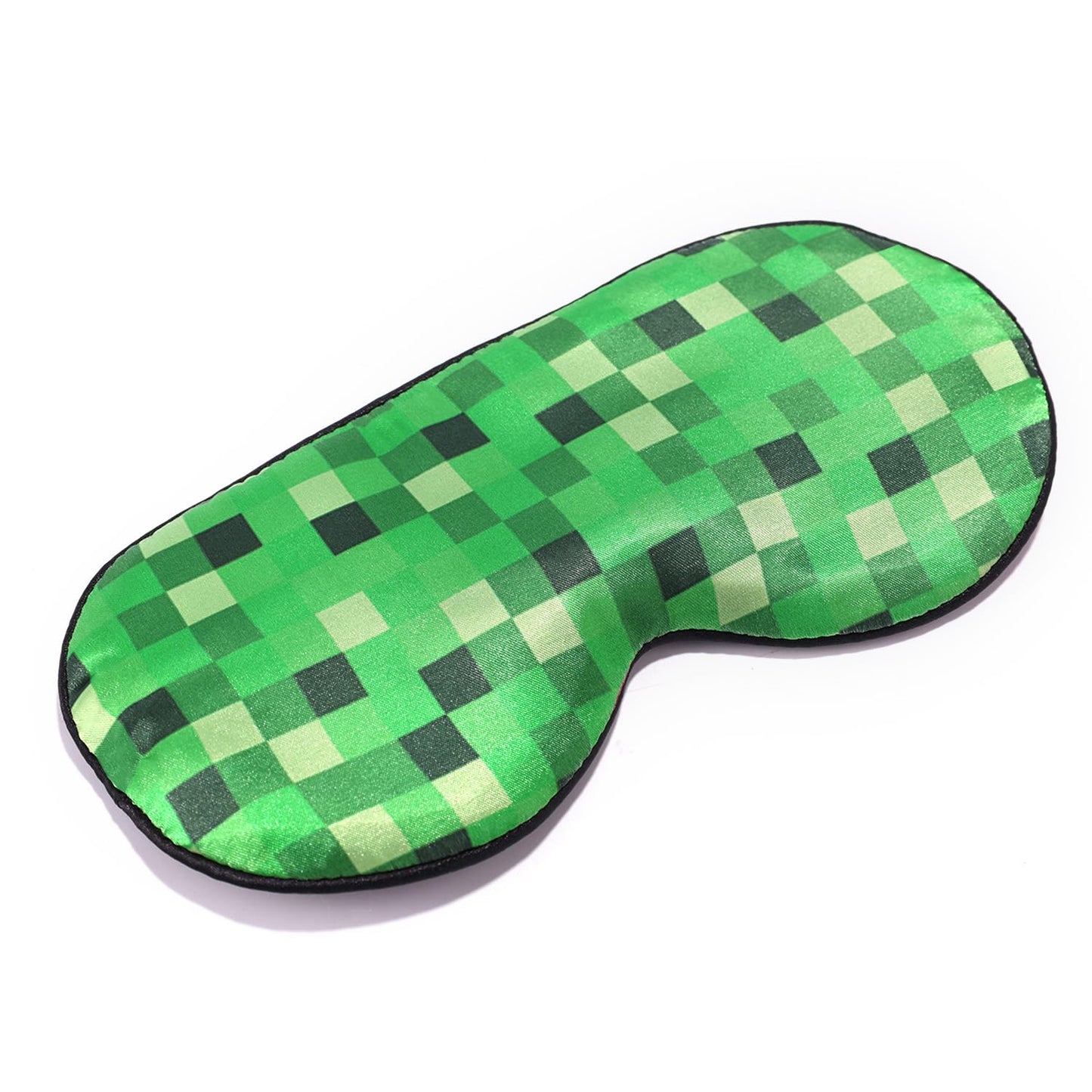 Pixel Themed Sleep Mask, Blackout Green Video Game Theme Eye Mask for Sleeping with Adjustable Elastic Strap Soft & Breathable Eye Cover for Boys Kids Men Home Office Travel Party Accessories