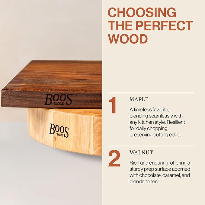 John Boos CCB Series Rectangular Wooden Maple Cutting Board 24”x18” – 2.25” Thick, 30-lb Reversible Butcher Block with End-Grain & Finger Grips – Made in the USA