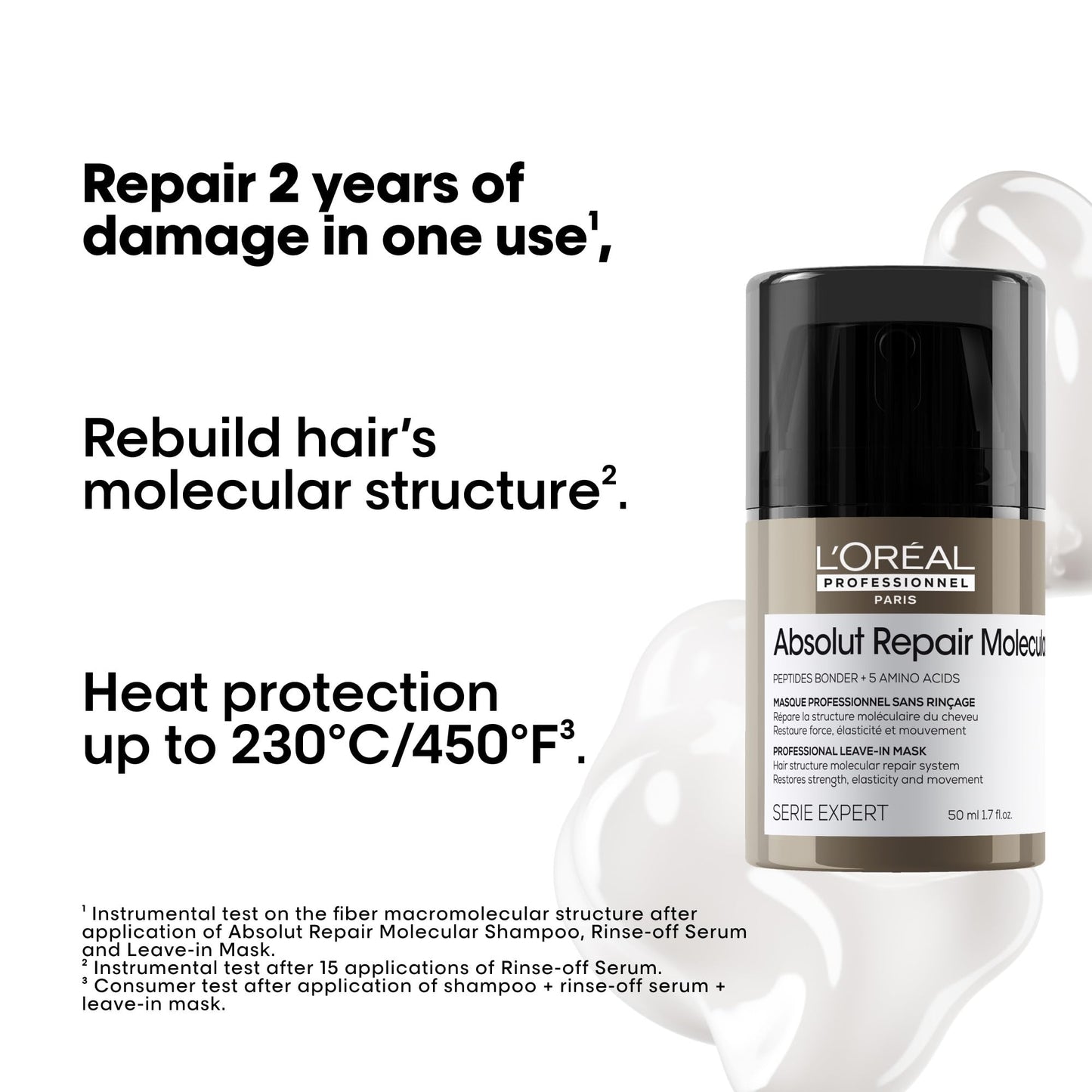 L'Or  al Professionnel Paris Absolut Repair Molecular Leave In - Smooths and Strengthens Hair For All Damaged Hair Types, 1.7 Fl