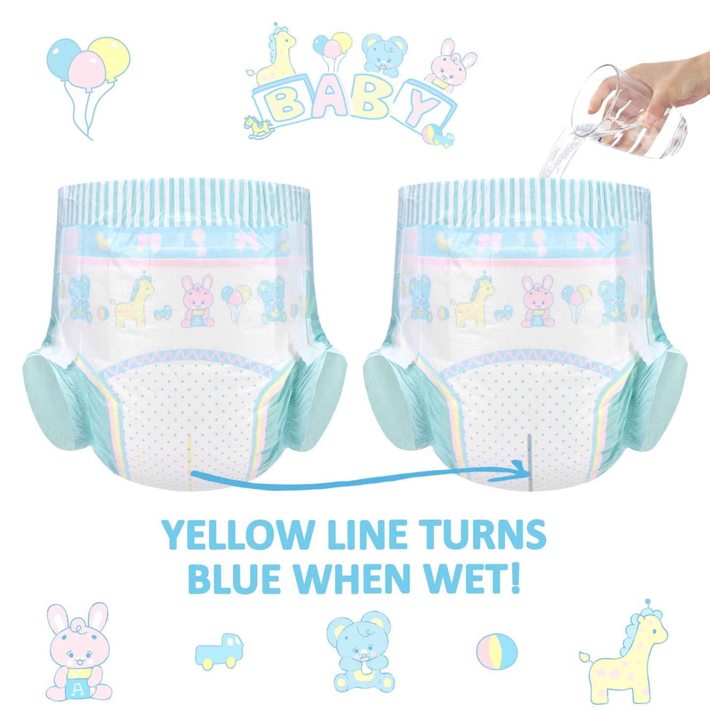 Littleforbig Adjustable Hook-and-Loop Fastener Closure Adult Printed Cloth Back Diaper 10 Pieces - Baby Parade (X-Large 48"-56")
