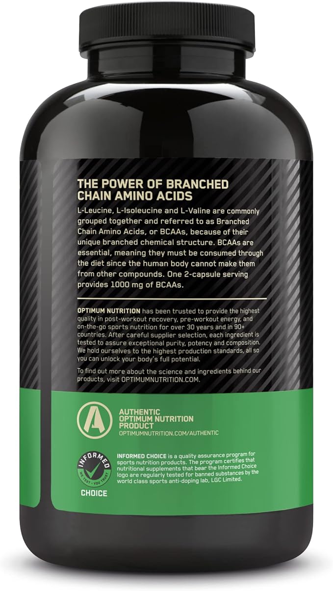 Optimum Nutrition Instantized BCAA Capsules, Keto Friendly Branched Chain Essential Amino Acids, 1000mg, 400 Count