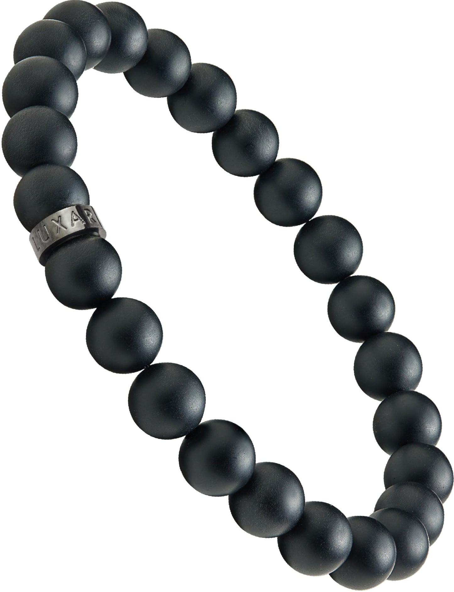 LUXAR Mens Black Onyx Stone Bead Bracelets | Matte Black 8mm Stone | Minimalist, Designer Jewelry for Men (Black, Small)
