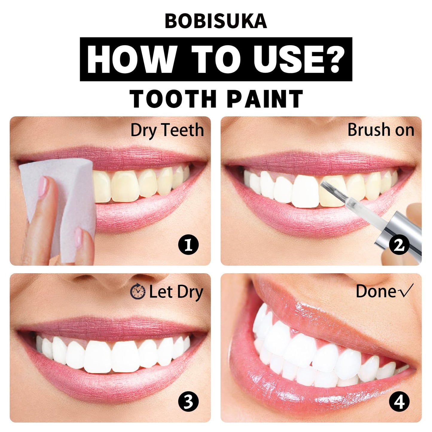 BOBISUKA White Tooth Paint, Instant Bright White Vampiric Tooth Costume - No Streak, Safe, Long Last Tooth Makeup FX Paint, Perf