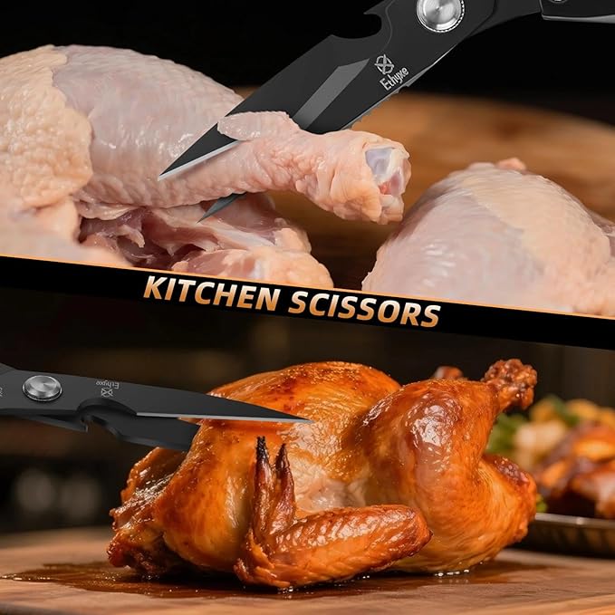 Kitchen Shears for Food - Professional Stainless Steel Japanese Kitchen Scissors for Chicken Bones, Fish, Turkey, Herbs, and Meat – Heavy Duty and Dishwasher Safe