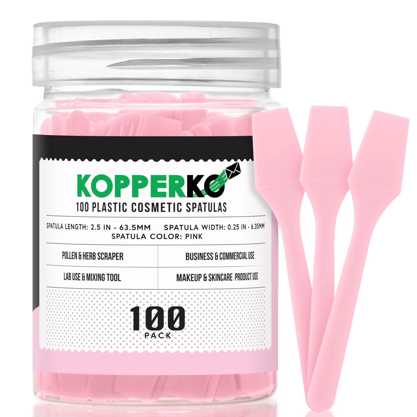 Kopperko Cosmetic Spatulas (2.5   , 100 Pack) - Small Plastic Spatula for Cosmetics, Creams & Crafts | Essential Esthetician Sup